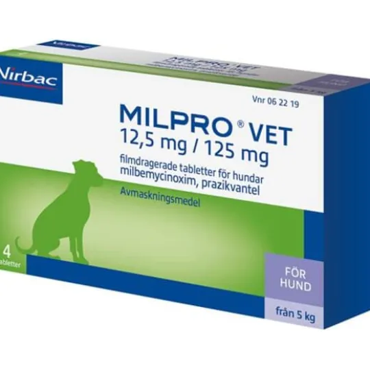 Milpro Vet 12,5 mg/125 mg Filmdragerade Tabletter för Hundar 4 st