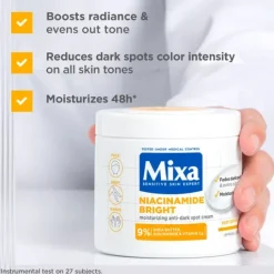 Mixa Niacinamide Bright Moisturizing Anti-Dark Spot Cream för mycket torr & matt hud 400 ml