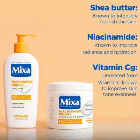 Mixa Niacinamide Bright Moisturizing Anti-Dark Spot Cream för mycket torr & matt hud 400 ml