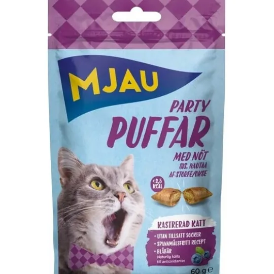 Mjau Partypuffar Nötkött 60 g