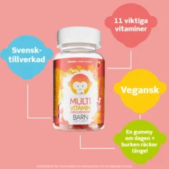 Monkids Multivitamn Jordgubb Barn 60 tuggisar