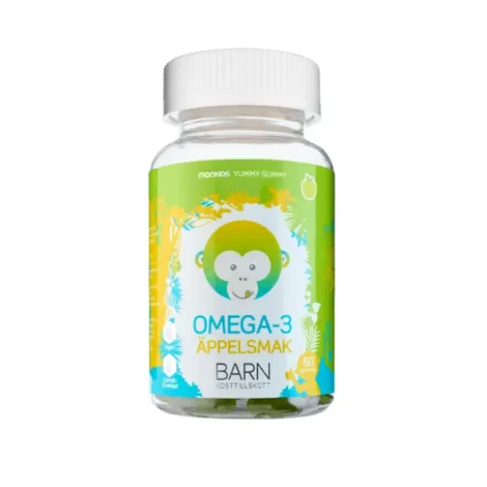 Monkids Omega-3 Barn Äpple 60 tuggtabletter