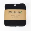 MuslinZ Bamboo Cotton Terry Wipes Black 12-pack