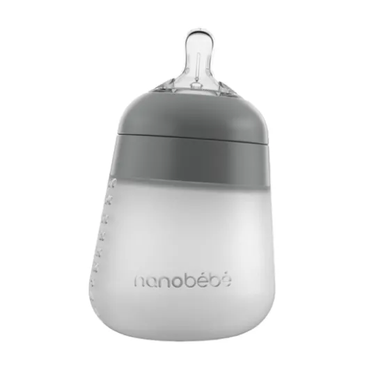 Nanobébé Flexy Silikonflaska Anti-kolik Grå 270 ml