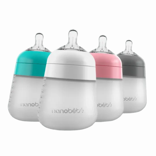 Nanobébé Flexy Silikonflaska Anti-kolik Grå 270 ml