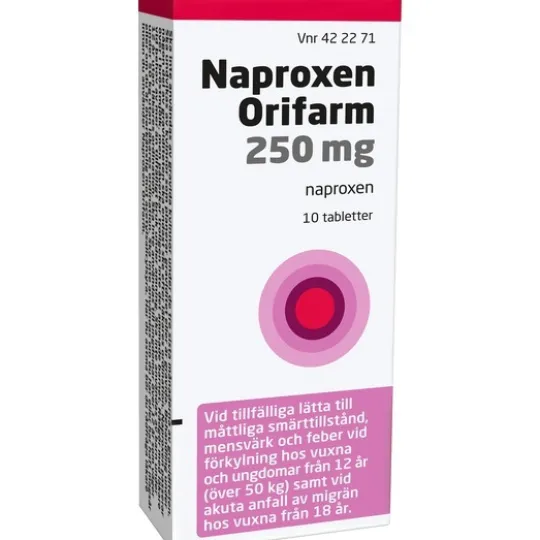Naproxen Orifarm, tablett 250 mg 10 st