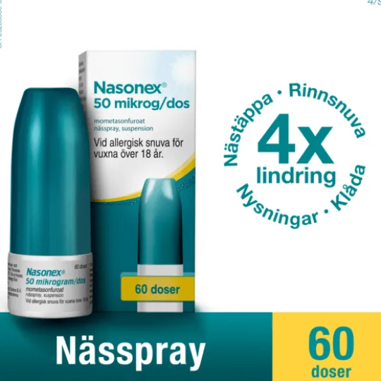 Nasonex, nässpray, suspension 50 mikrogram/dos, 60 doser