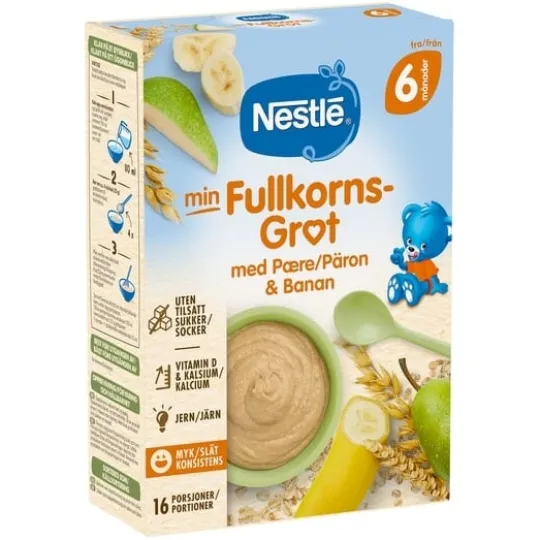 Nestlé Mild Fullkornsgröt med Päron & Banan 6m 410 g
