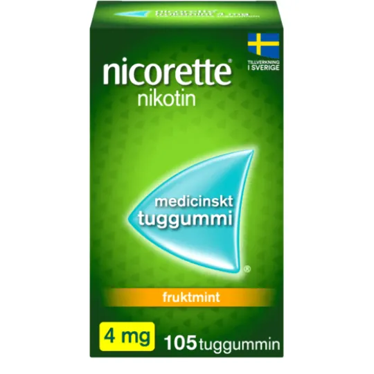 Nicorette Fruktmint, medicinskt tuggummi 4 mg 105 st