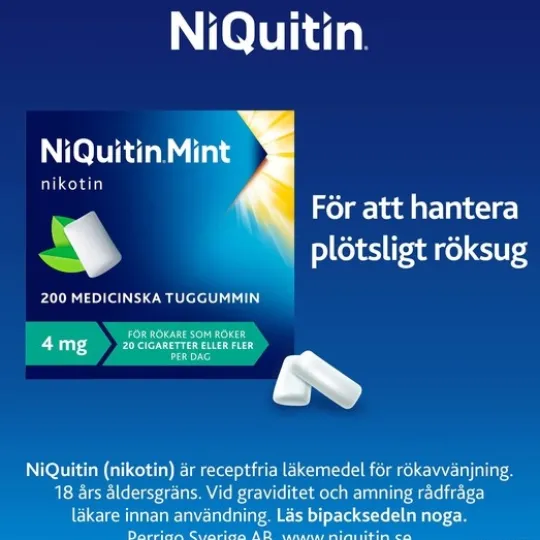 NiQuitin Mentolmint, medicinskt tuggummi 4 mg 200 st