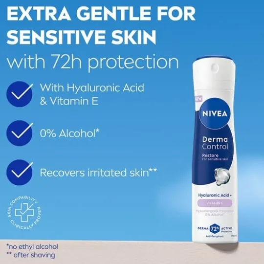 NIVEA Antiperspirant Deo Spray Derma Control Restore Sensitive 150 ml