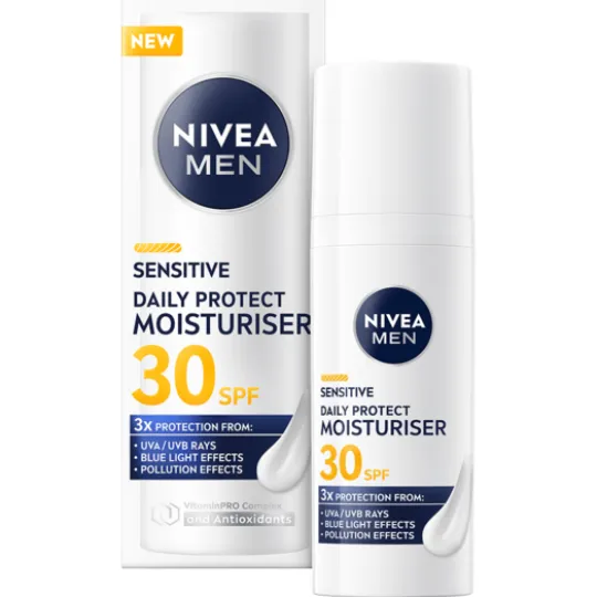 NIVEA MEN Ansiktskräm Sensitive Daily Protect Moisturiser SPF30 50 ml