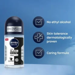 NIVEA MEN Antiperspirant Deo Black & White Original Roll On 50 ml