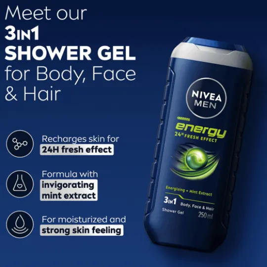 NIVEA MEN Duschtvål Energy Shower Gel 250 ml