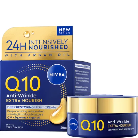 NIVEA Nattkräm Q10 Anti-Wrinkle Extra Nourish Night Cream 50 ml
