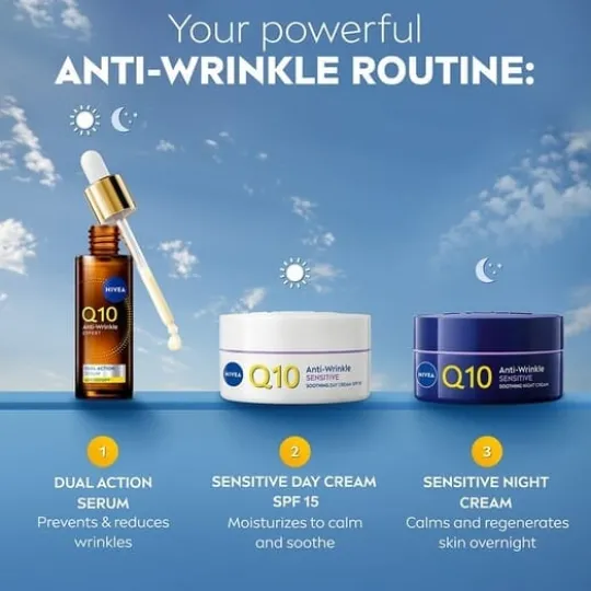 NIVEA Nattkräm Q10 Anti-Wrinkle Sensitive Soothing Night Cream 50 ml