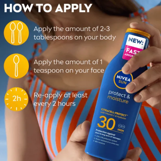 NIVEA SUN Solkräm Protect & Moisture Sun Lotion SPF30 200 ml