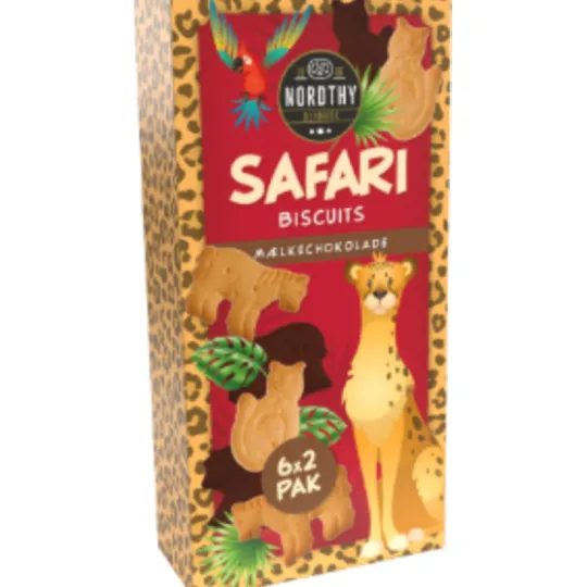 Nordthy Safari Biscuit Mjölkchoklad Barnkex 225 g