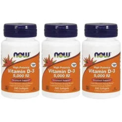 NOW Vitamin D-3 5000 IU 120 softgels 3-pack