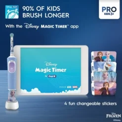 Oral-B Pro Kids Frost Eltandborste med Resefordal för Barn Designed By Braun
