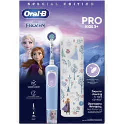 Oral-B Pro Kids Frost Eltandborste med Resefordal för Barn Designed By Braun