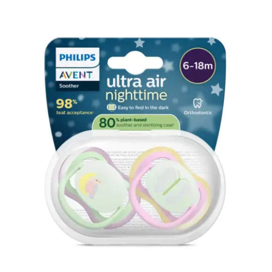 Philips Avent Ultra Air Nattnapp Rosa & Blå 6-18 mån 2-pack