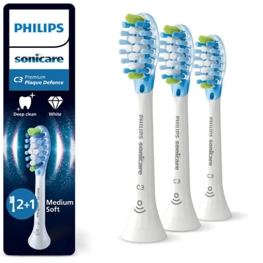 Philips Sonicare Borsthuvuden Premium Plaque Defence Vit 2+1-pack