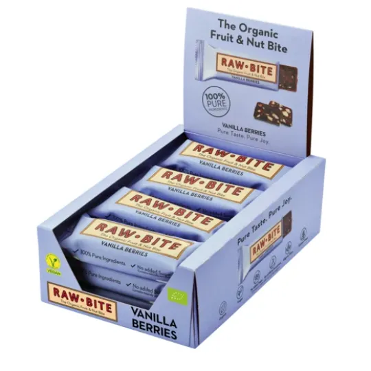 Rawbite Frukt- & Nötbar Vanilla Berries 50 g 12-pack