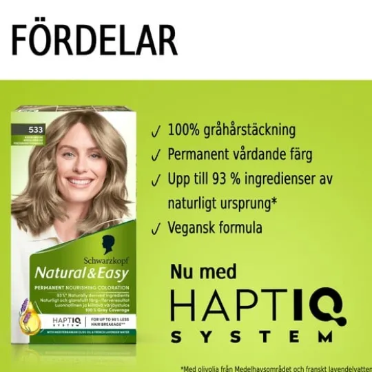Schwarzkopf Natural & Easy Hårfärg 533 Nordisk Askblond