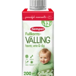 Semper Drickfärdig Fullkornsvälling Havre, Vete & Råg 12 mån 200 ml
