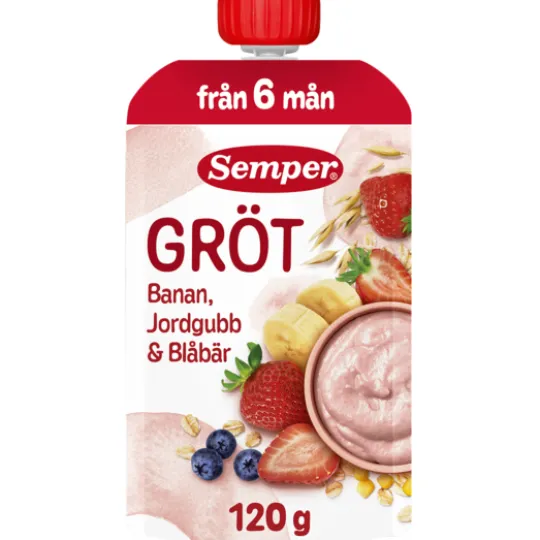 Semper Ätklar Gröt med Jordgubb, Banan & Blåbär 120 g