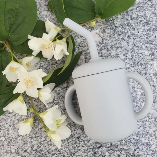 Summerville Mugg med Sugrör Silikon Silver Grey