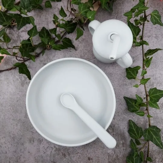 Summerville Mugg med Sugrör Silikon Silver Grey