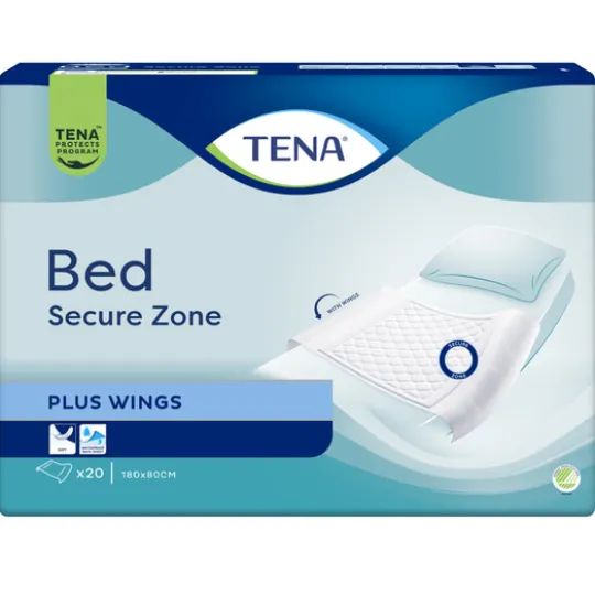 TENA Bed Secure Zone Plus Wings Madrasskydd för inkontinens 180 x 80 cm 20 st