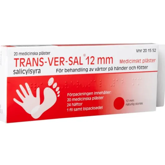 Trans-Ver-Sal Medicinska Plåster 12 mm 15 % 20 st