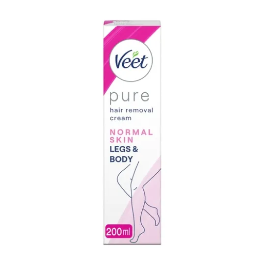 Veet Pure Hårborttagningskräm Ben & Kropp Normal Hud 200 ml
