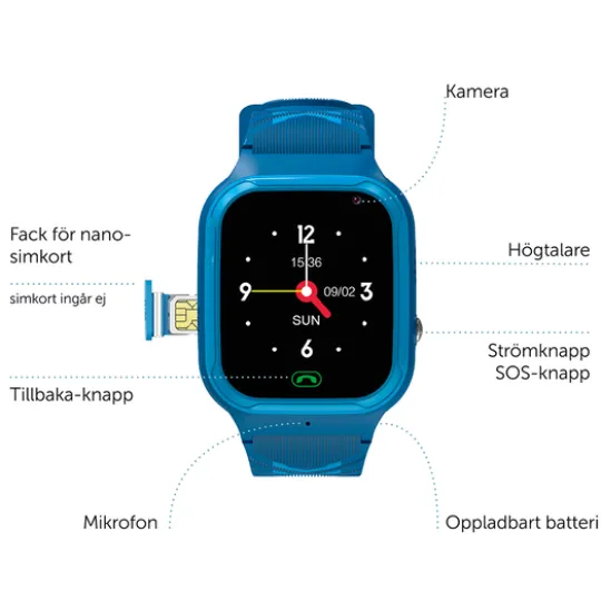 Zazu Smartwatch 4G för barn Blå